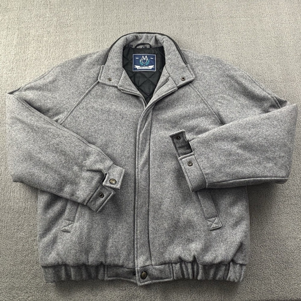 Members Only Jacket Adult Size XLT Extra Large Tall Gray Full Zip Long Sleeve